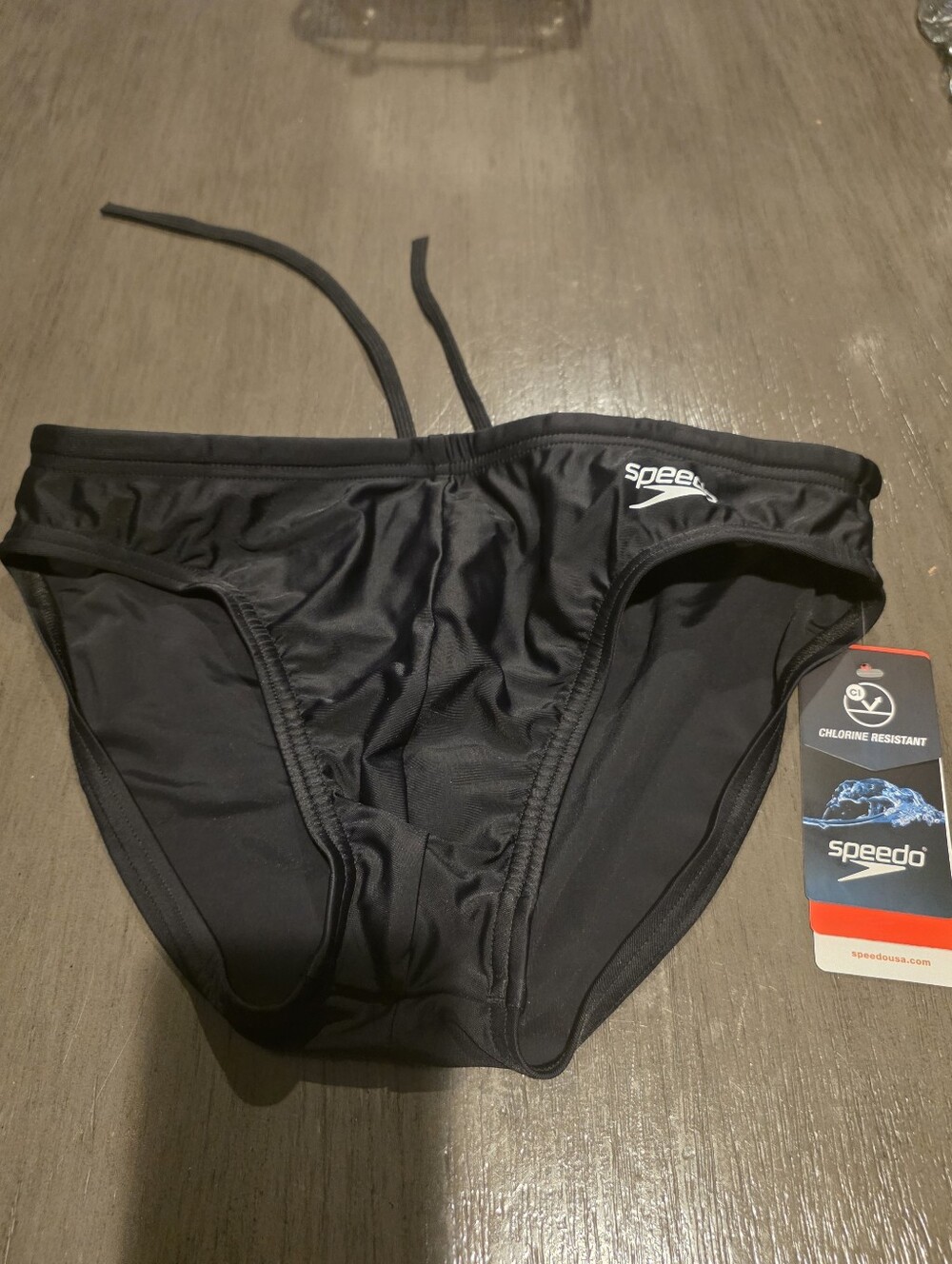 Speedo Black Men's Swim Brief with Branded Tag